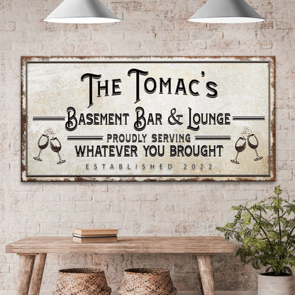 Bar & Lounge Sign Rustic Basement Bar Wall Decor