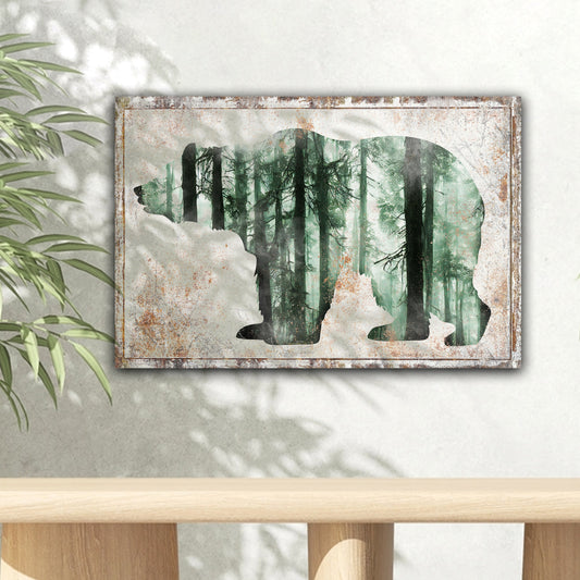 Bear in the Birch Woods Canvas Wall Art Featuring Wildlife