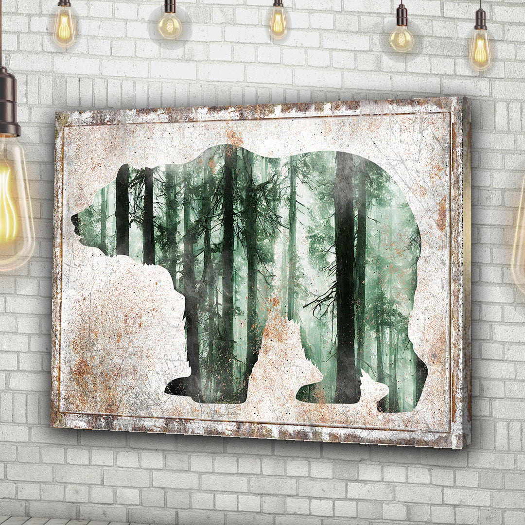 Bear in the Birch Woods Canvas Wall Art Featuring Wildlife