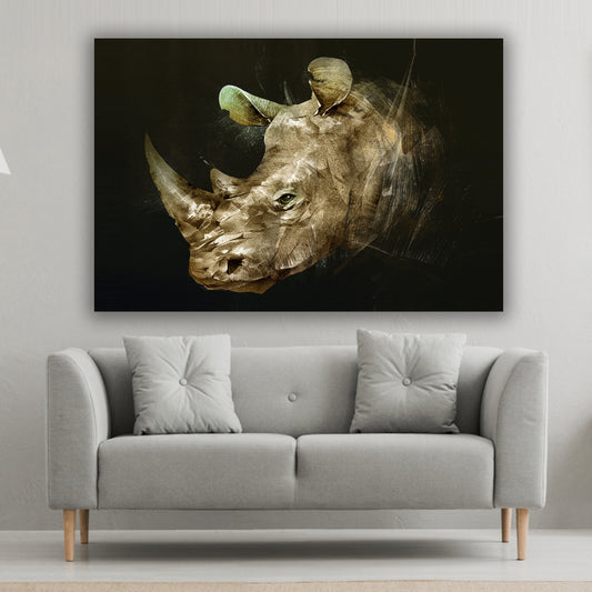 Canvas Wall Art Artistic Abstraction of Rhino's Head