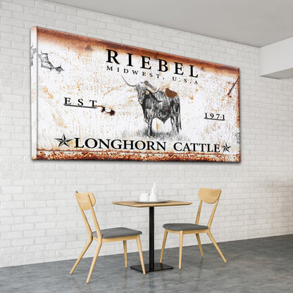 Longhorn Rustic Cattle Sign