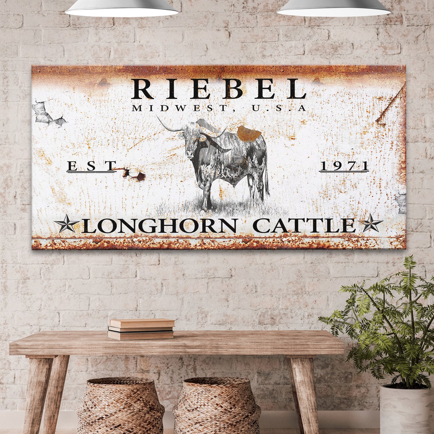 Longhorn Rustic Cattle Sign