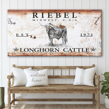 Longhorn Rustic Cattle Sign