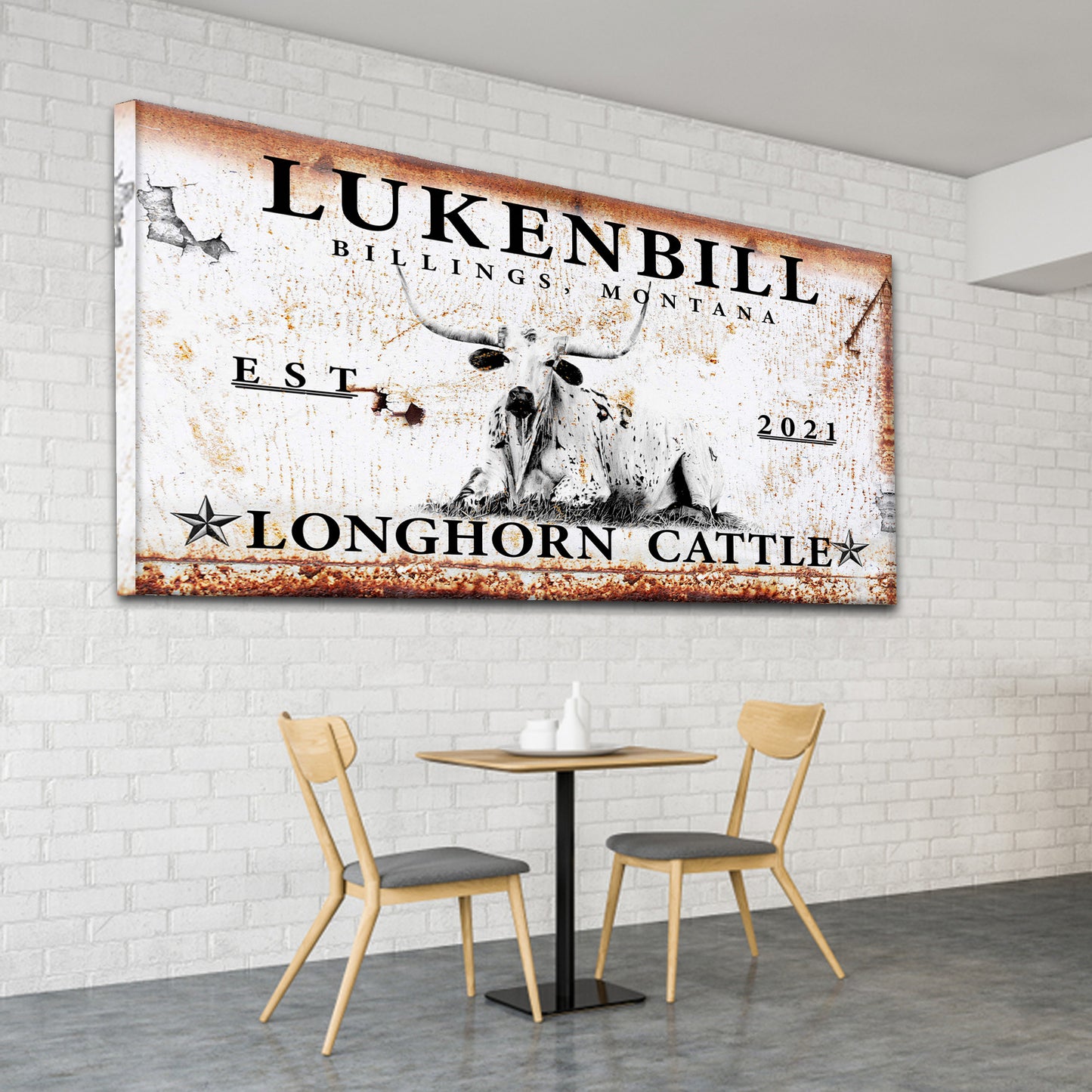 Longhorn Rustic Cattle Sign