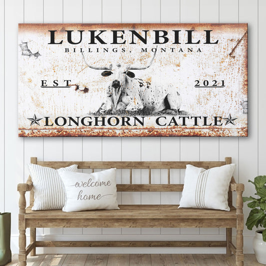 Longhorn Rustic Cattle Sign