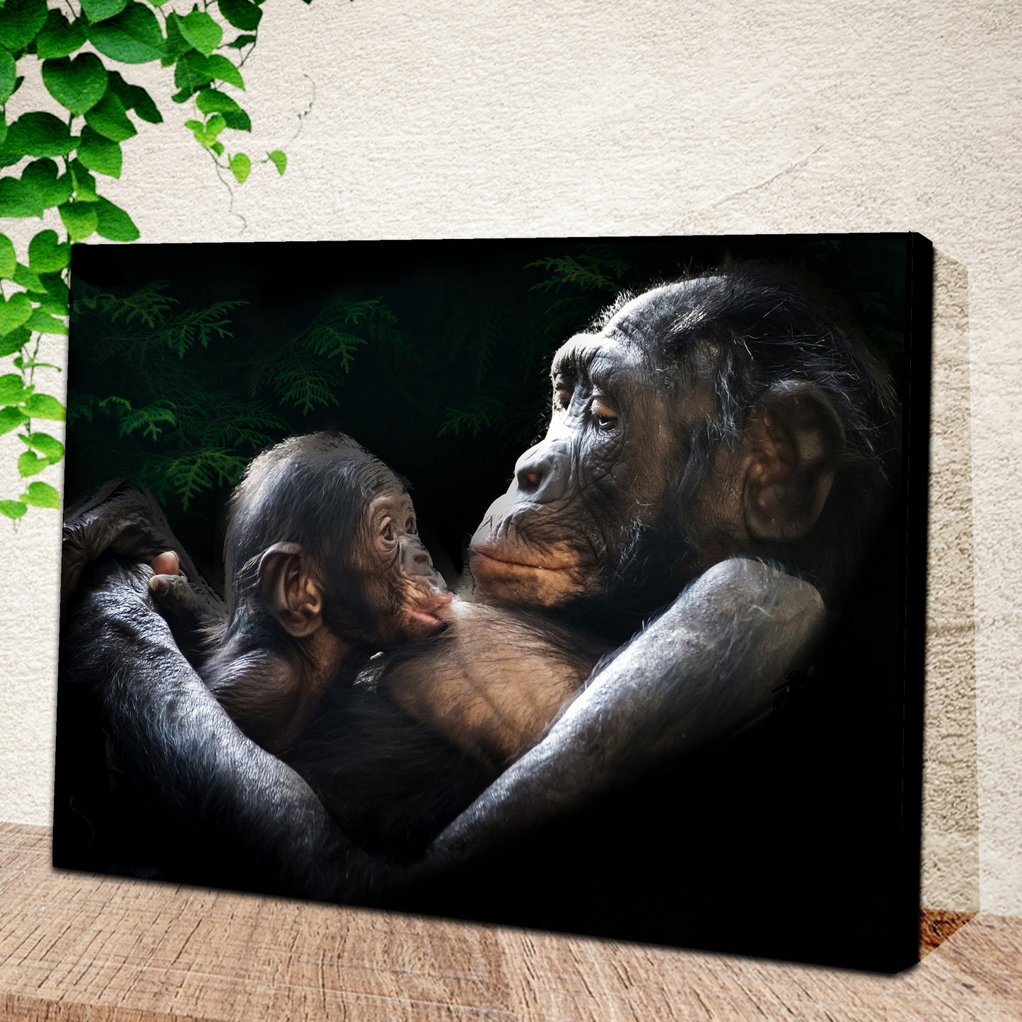 Monkey Motherly Love Canvas Wall Art