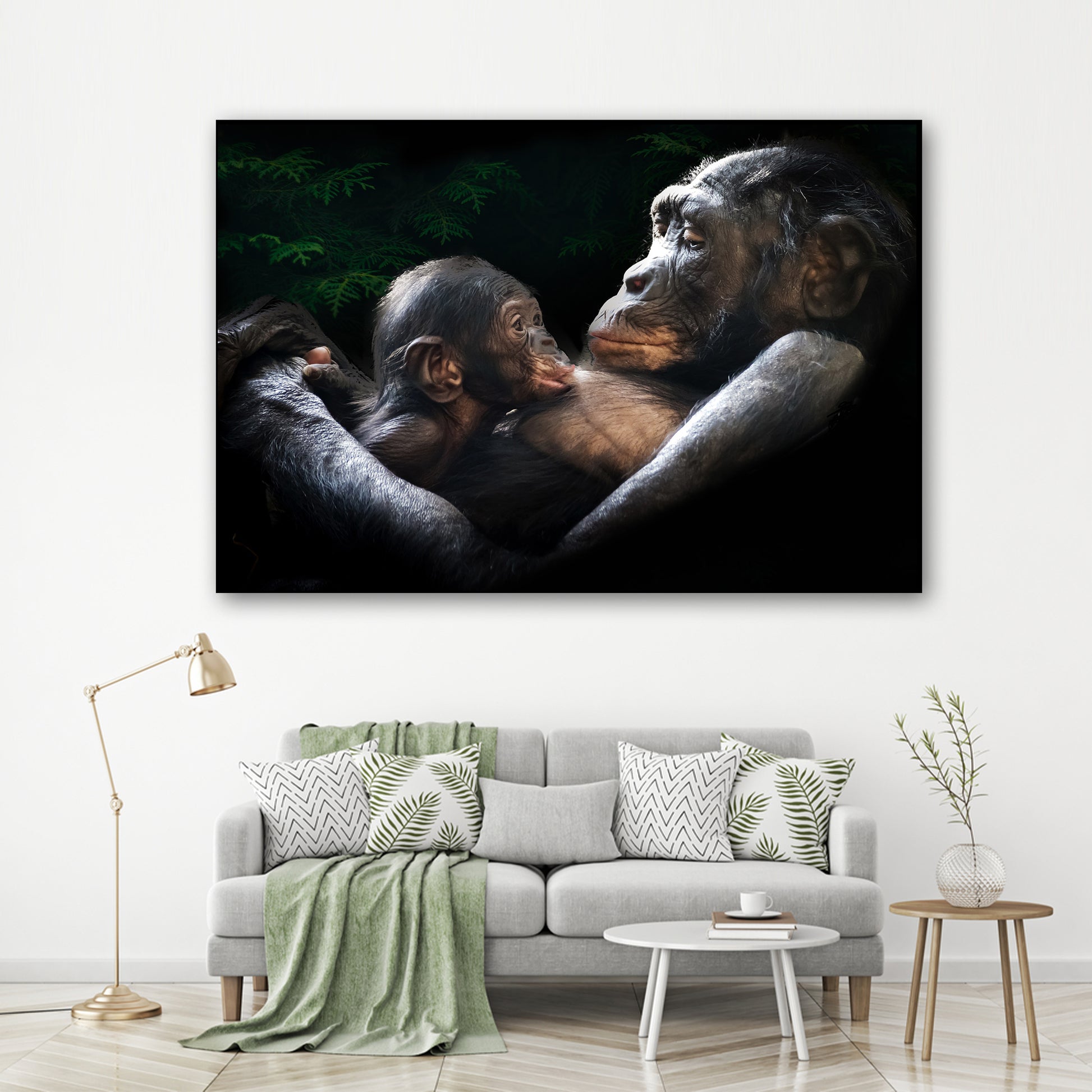 Monkey Motherly Love Canvas Wall Art