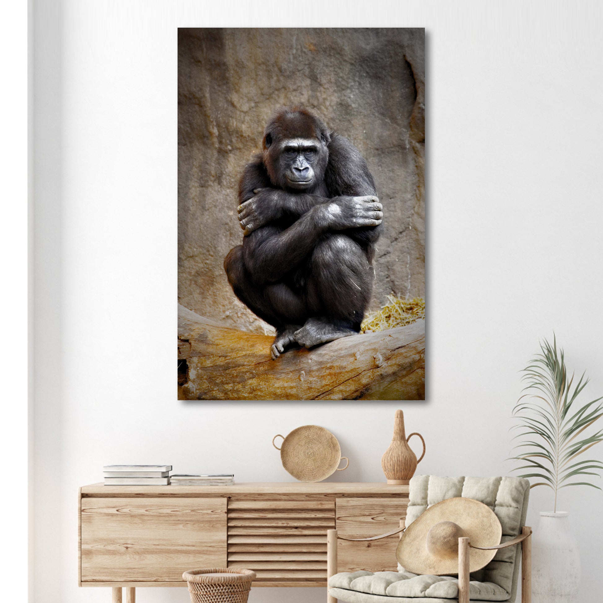 Monkey Striking a Pose Canvas Wall Art from the Forest