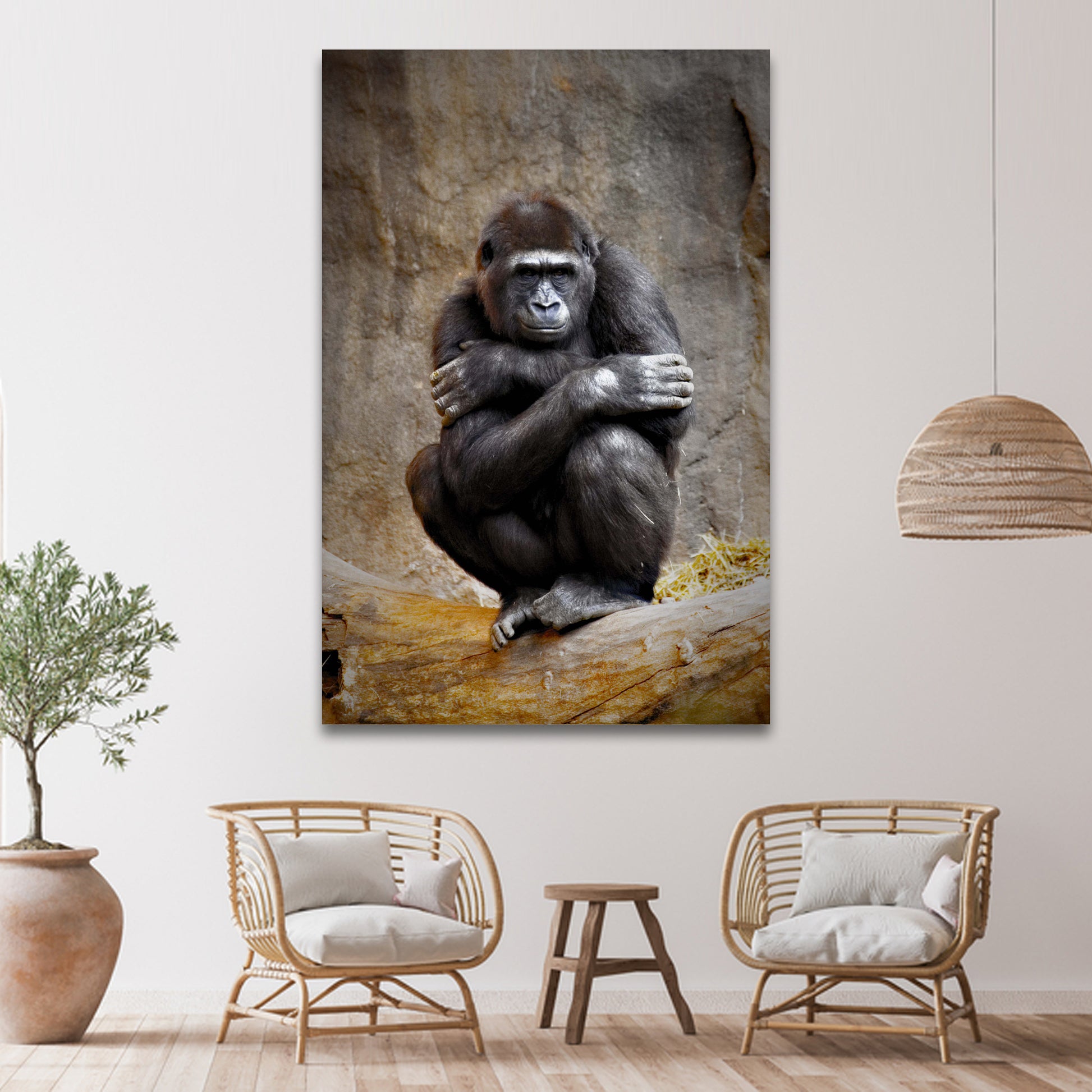 Monkey Striking a Pose Canvas Wall Art from the Forest