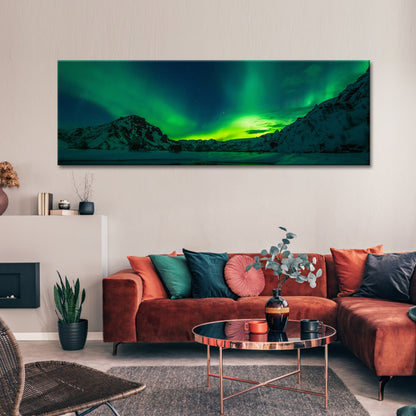 Aurora Painted Over Mountains Canvas Wall Art