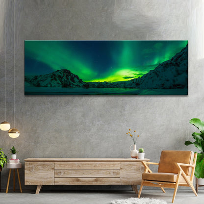 Aurora Painted Over Mountains Canvas Wall Art