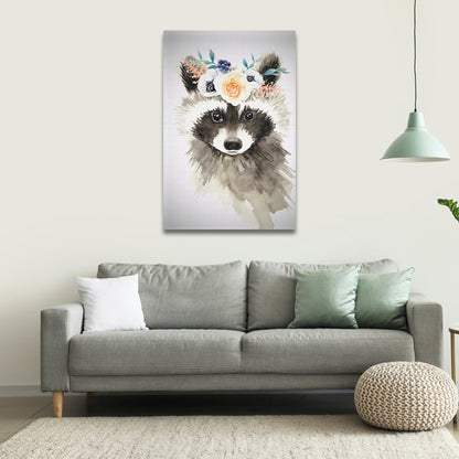 Raccoon Amidst Florals Canvas Wall Art from the Forest