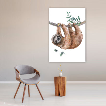 Sloth in Watercolors Canvas Wall Art from the Forest