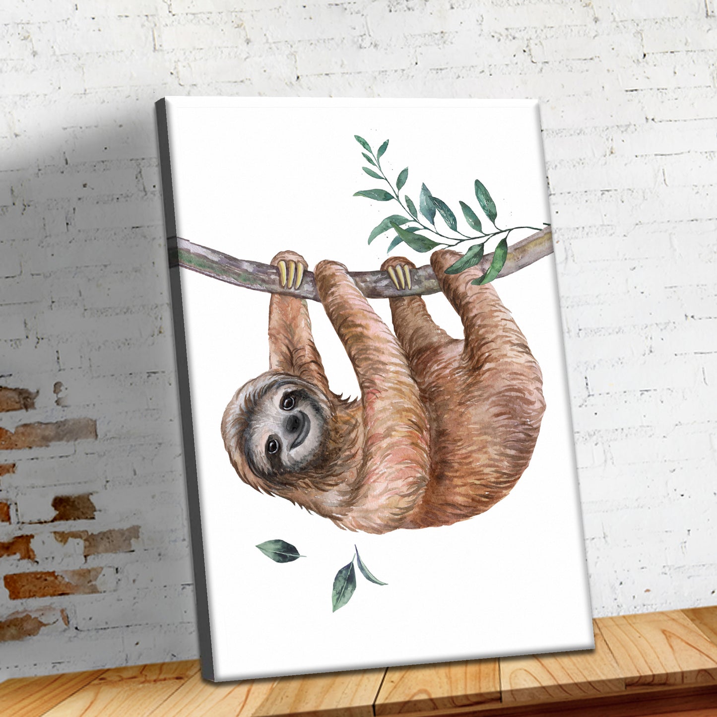 Sloth in Watercolors Canvas Wall Art from the Forest