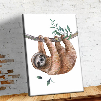 Sloth in Watercolors Canvas Wall Art from the Forest