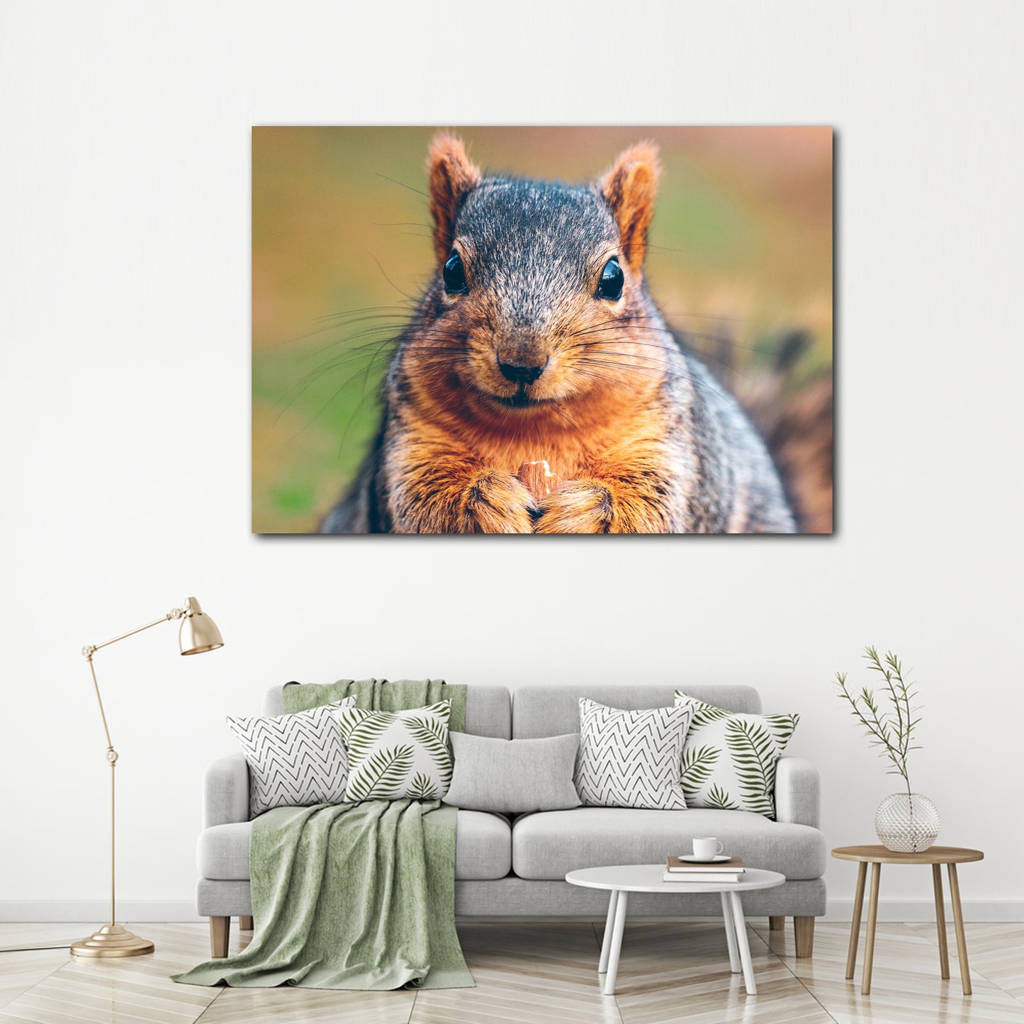 Canvas Wall Art Plump Squirrel in the Forest