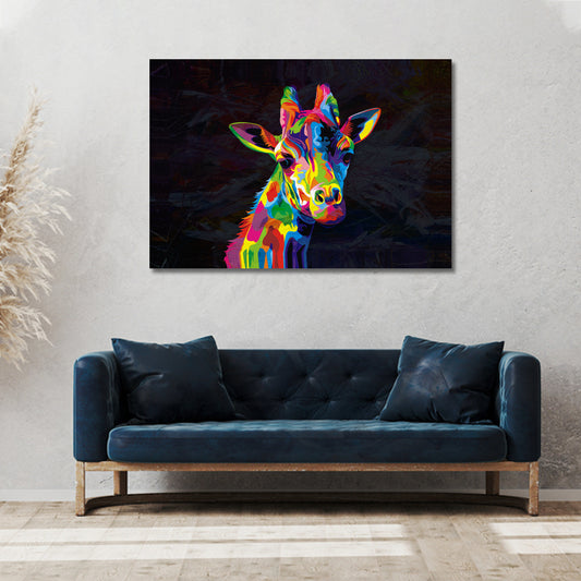 Canvas Wall Decor Featuring Colorful Abstract Giraffe