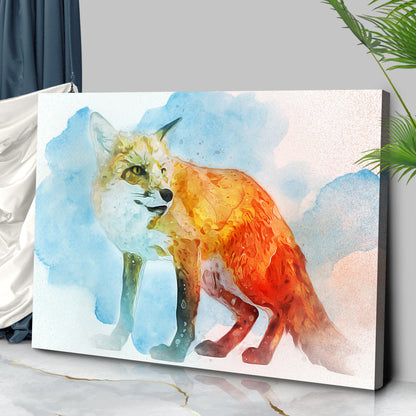 Artistic Expression  Watercolor Fox on Canvas in the Woods