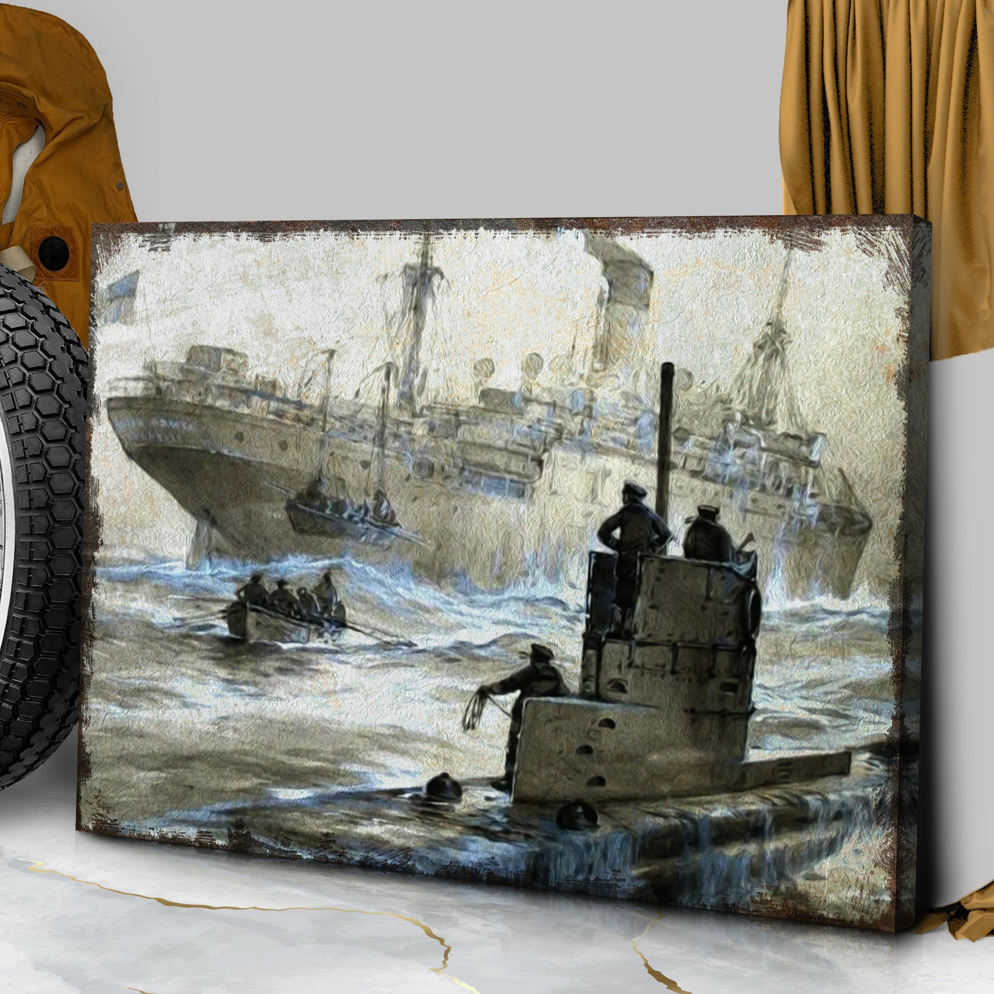 world war 2 naval battle boat submarine world war 2 canvas wall art