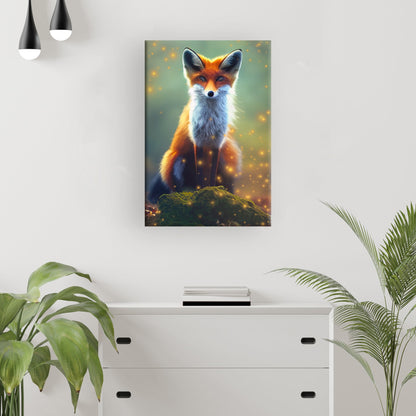 Forest Fox Close-Up  Canvas Wall Decor with Wildlife