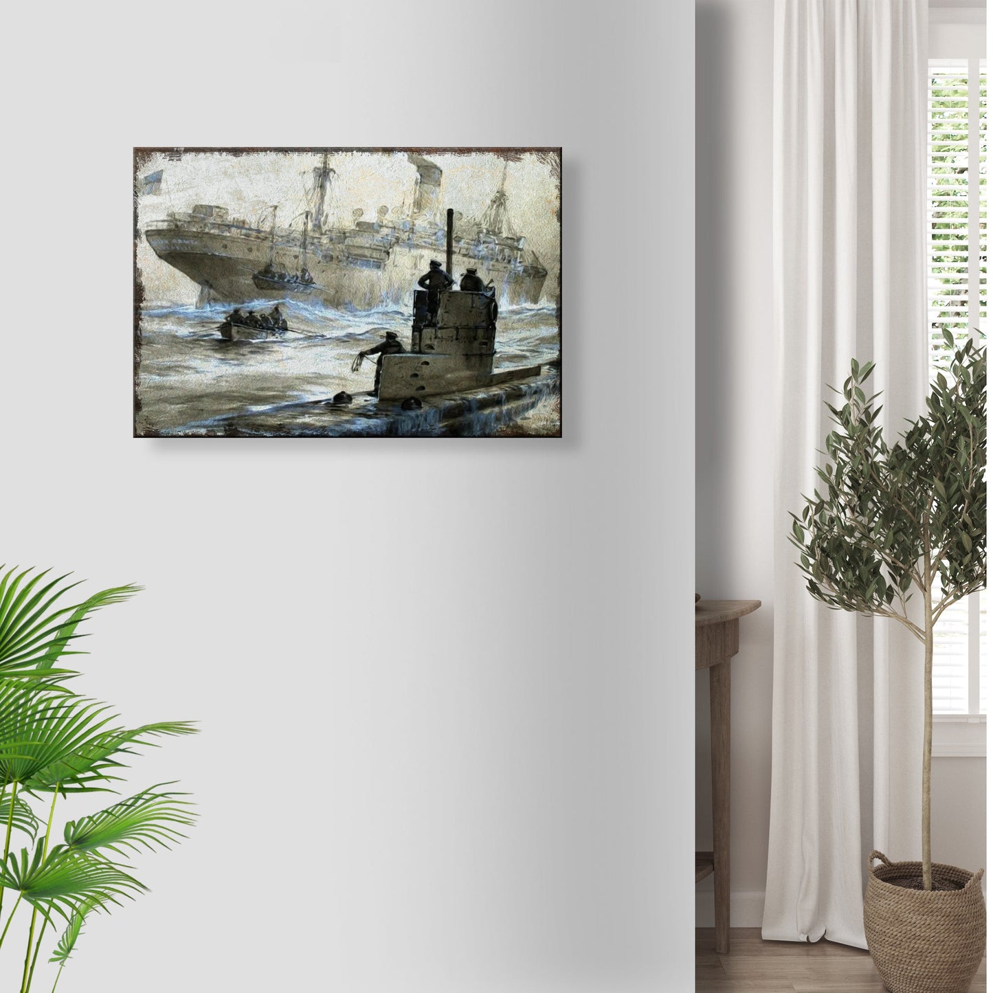 World War 2 Naval Battle  Boat Submarine World War 2 Canvas Wall Art