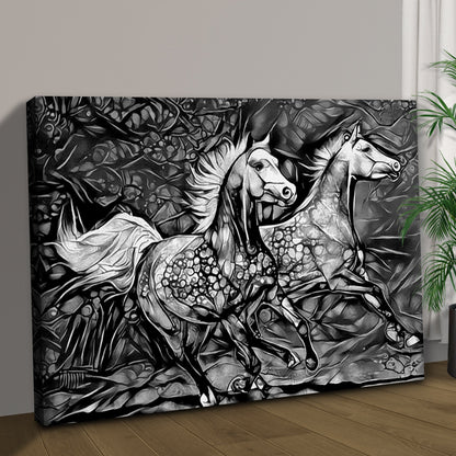 Abstract Equine Elegance Running Horses on Canvas