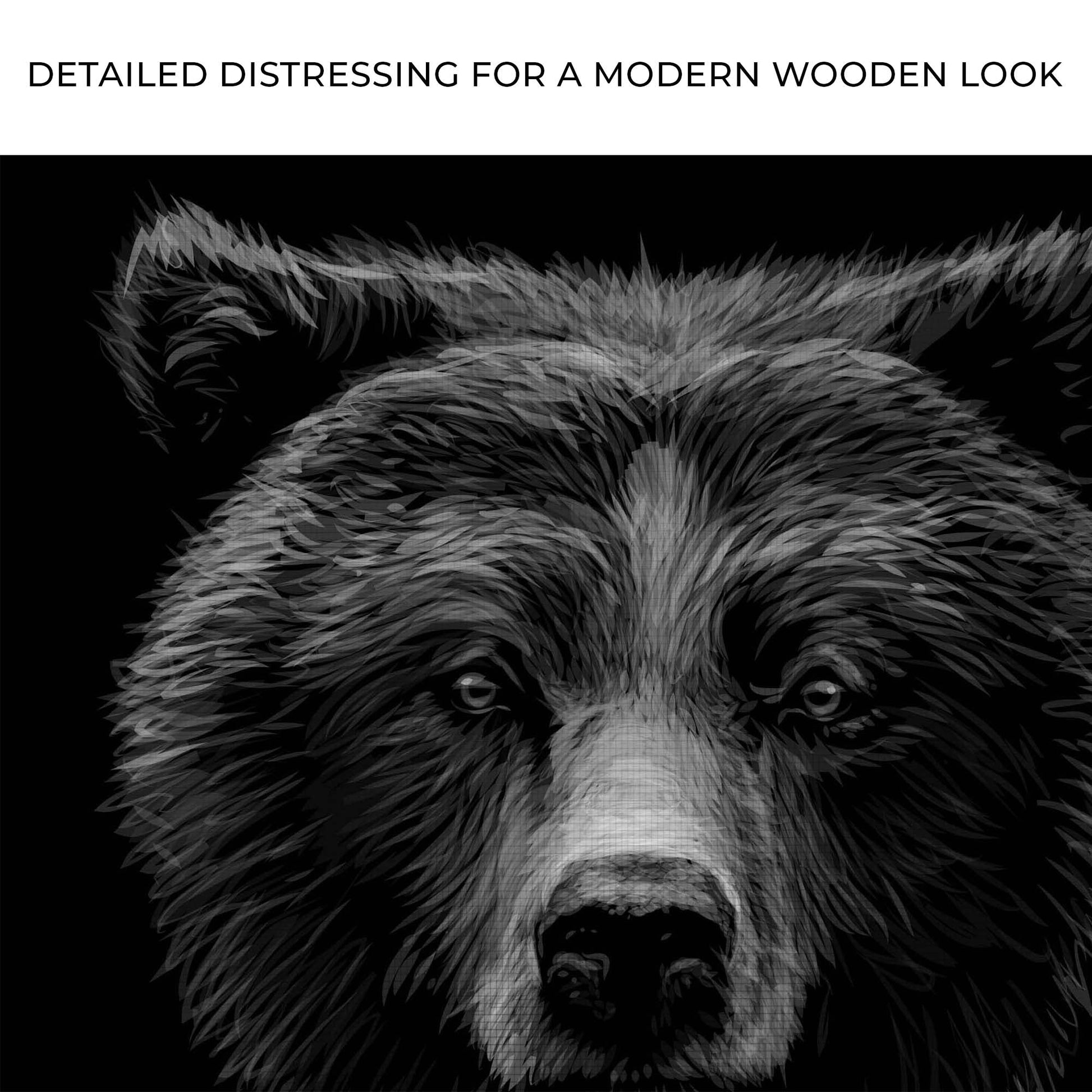 Monochromatic Woodland Bear Canvas Wall Decor with Wildlife
