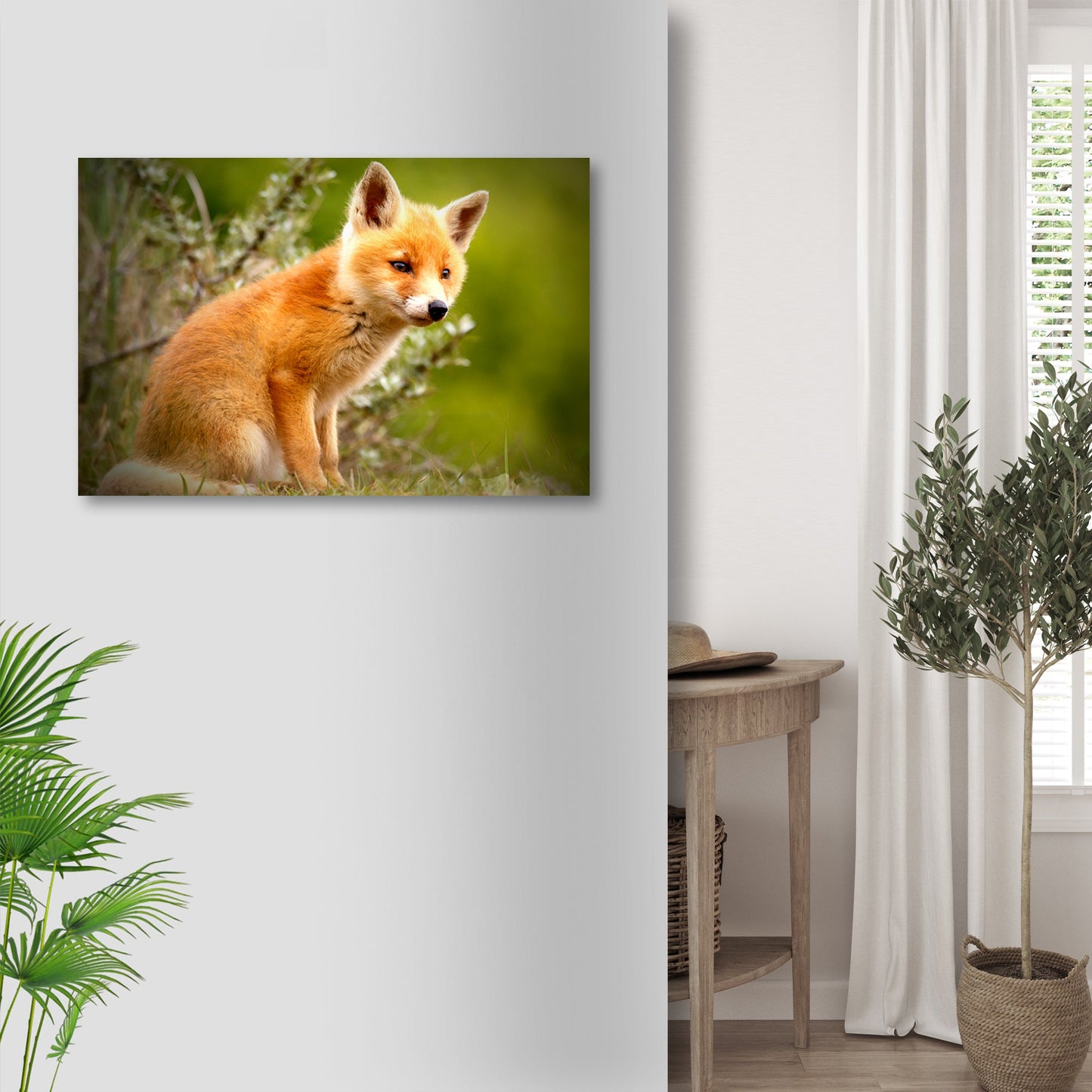 Baby Fox in the Woods  Canvas Wall Decor with Wildlife