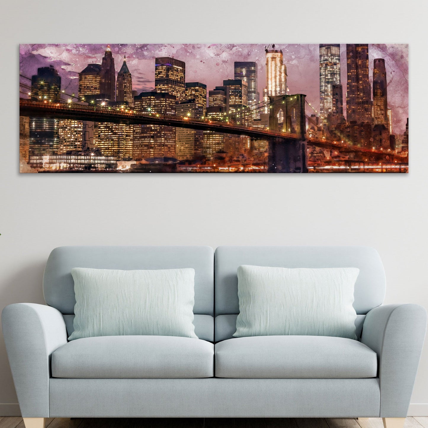 Midnight on the Brooklyn Bridge Canvas Wall Art