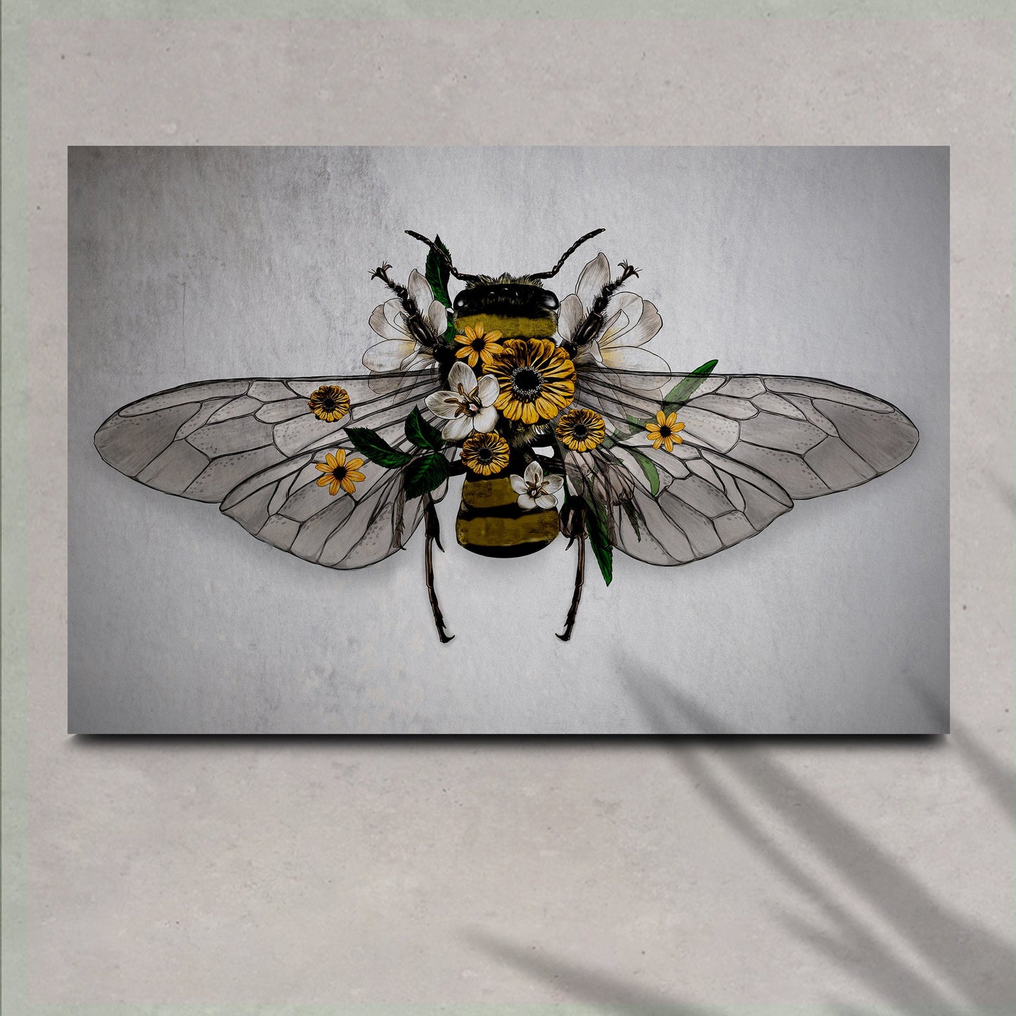 Floral Elegance  Bee Canvas Wall Art