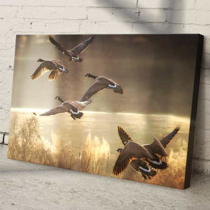 Flight of the Geese  Canadian Geese Flying Canvas Wall Art