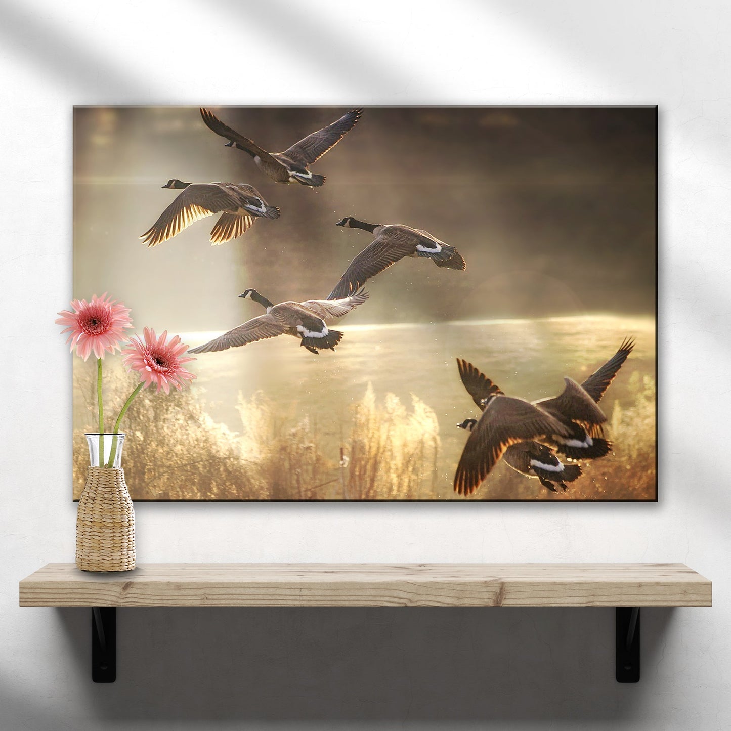 Flight of the Geese  Canadian Geese Flying Canvas Wall Art