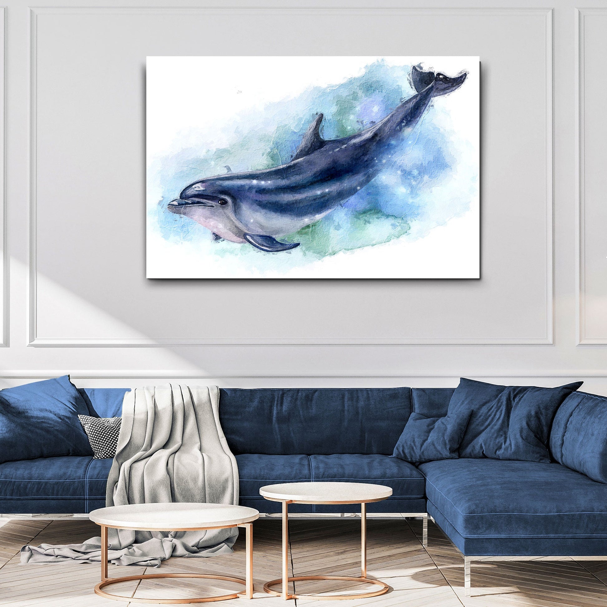 Dolphin Dreams in Pastel Hues Canvas Wall Art