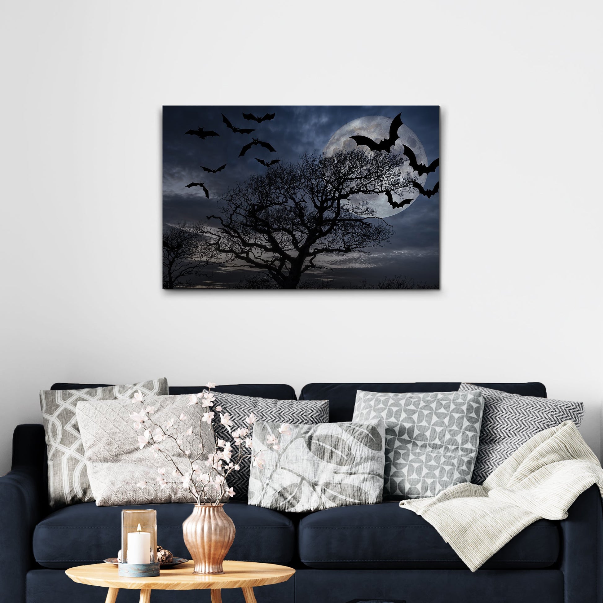 Bat and Full Moon in Natural Habitat Canvas
