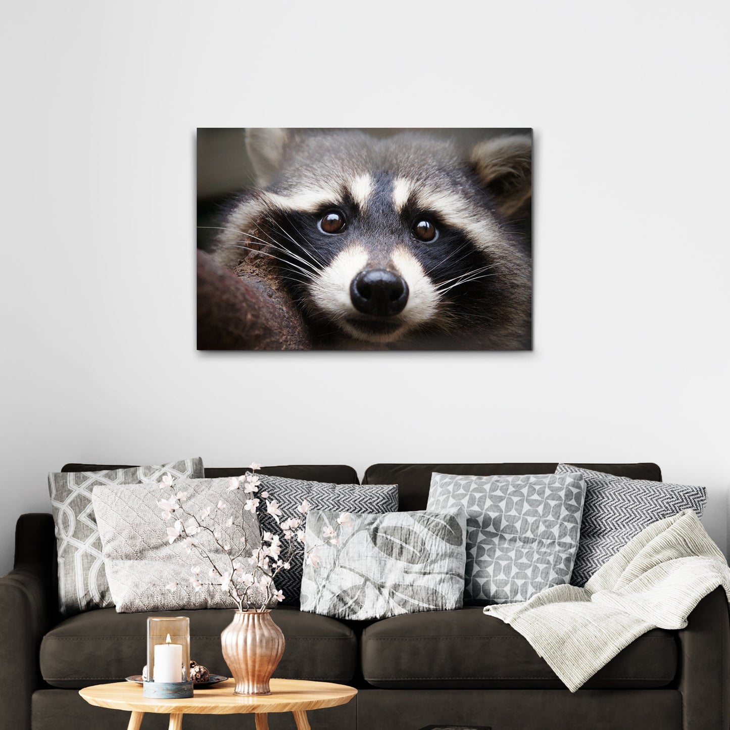 Raccoon Portrait  Canvas Wall Art with Distinct Character