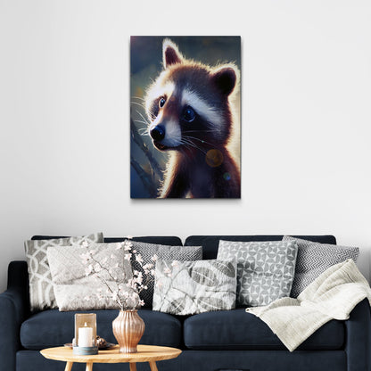 Baby Raccoon Portrait  Canvas Wall Art with Endearing Charm