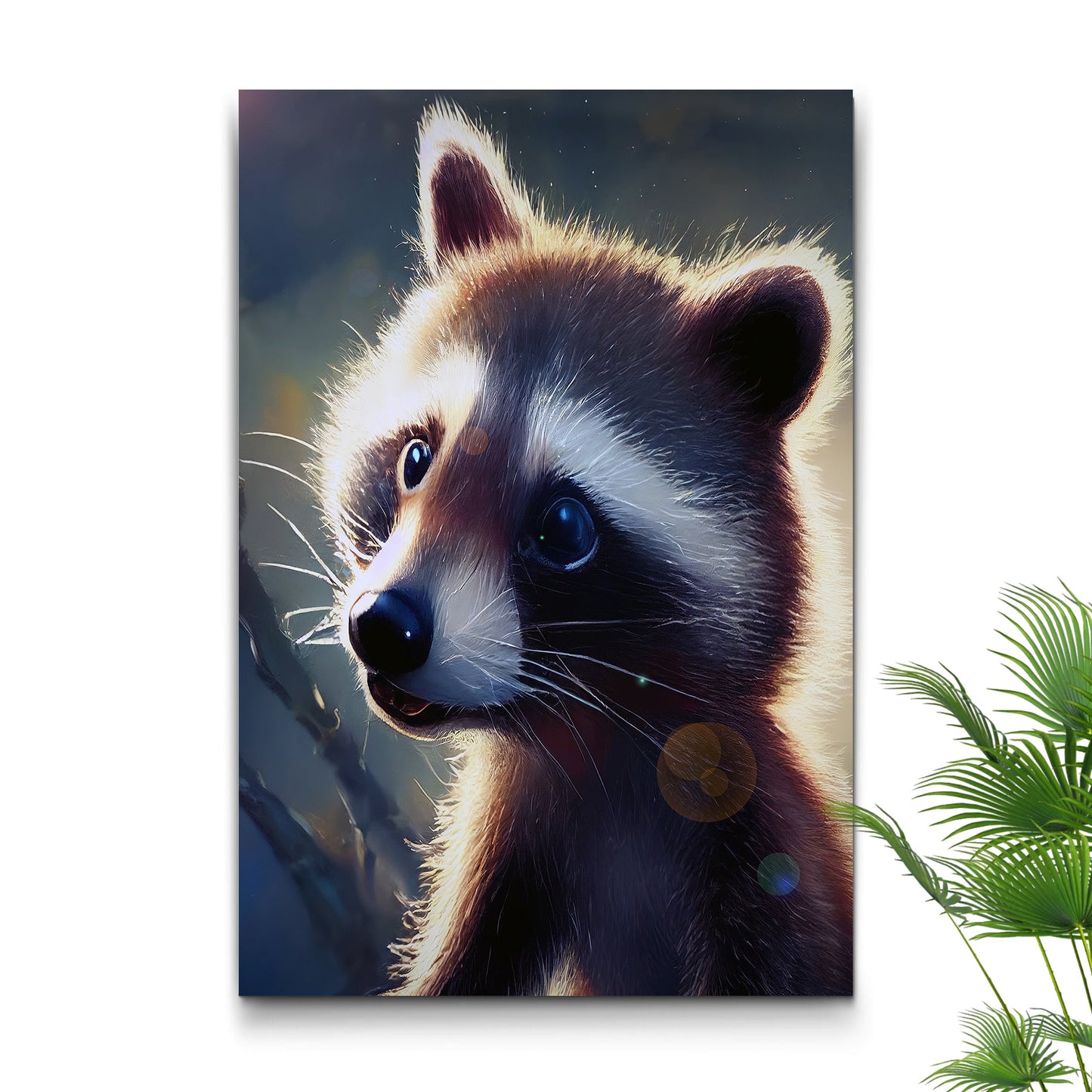 Baby Raccoon Portrait  Canvas Wall Art with Endearing Charm