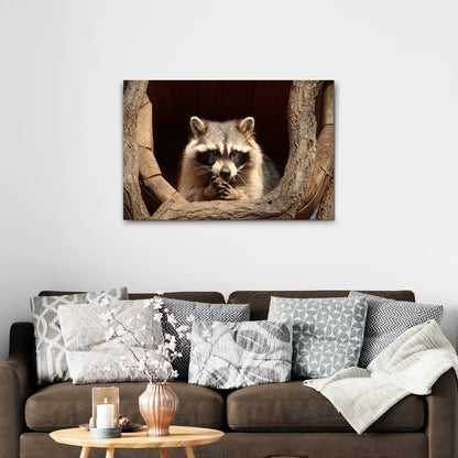 Raccoon in the Trees  Canvas Wall Art II with Wildlife