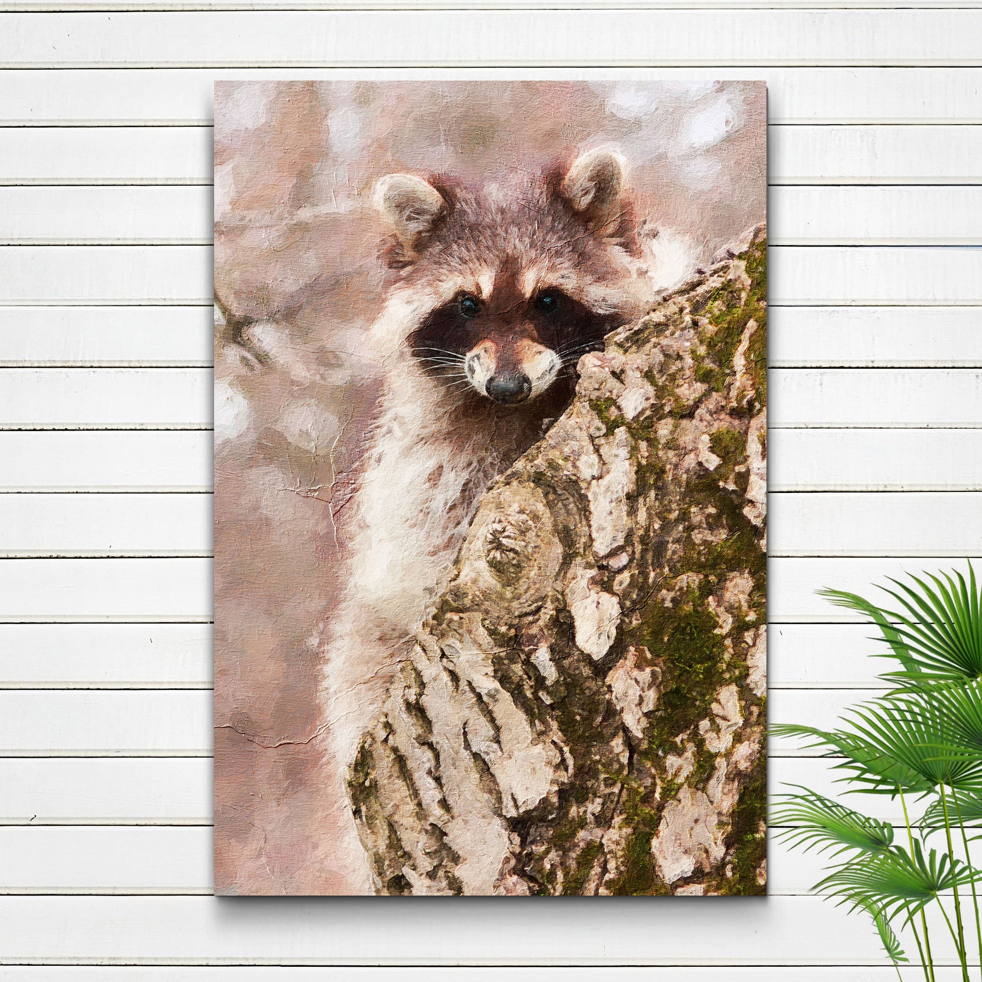 Secret Admirer Raccoon  Canvas Wall Art with a Mysterious Touch