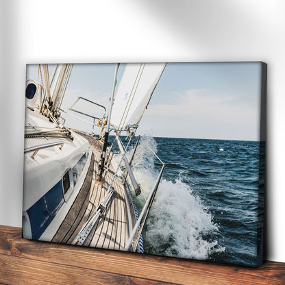 Yacht in the Blue Horizon Canvas Wall Art