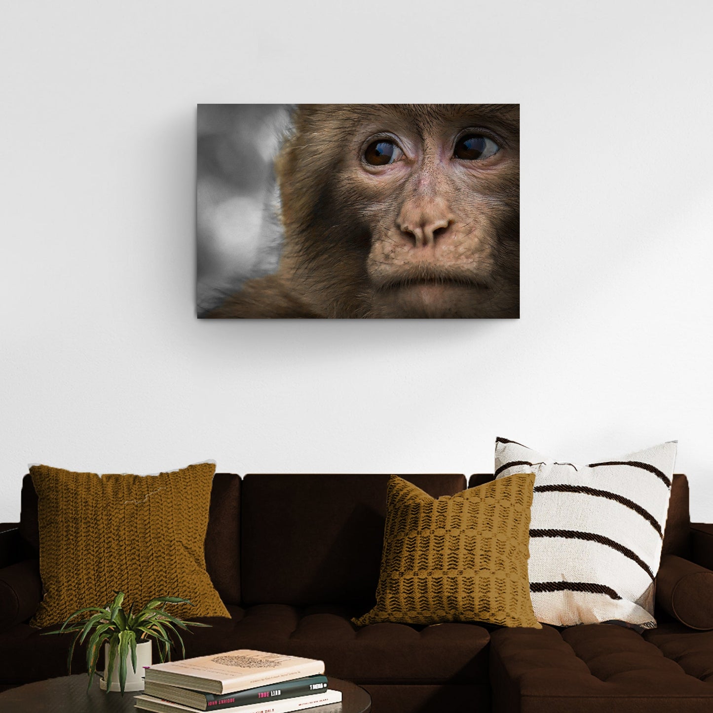 Monkey Portrait Canvas Wall Art with Character