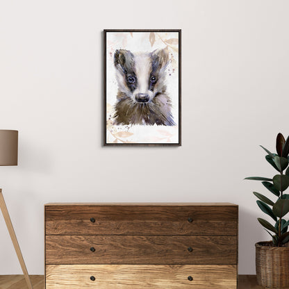 Animals Forest Badger Portrait Canvas