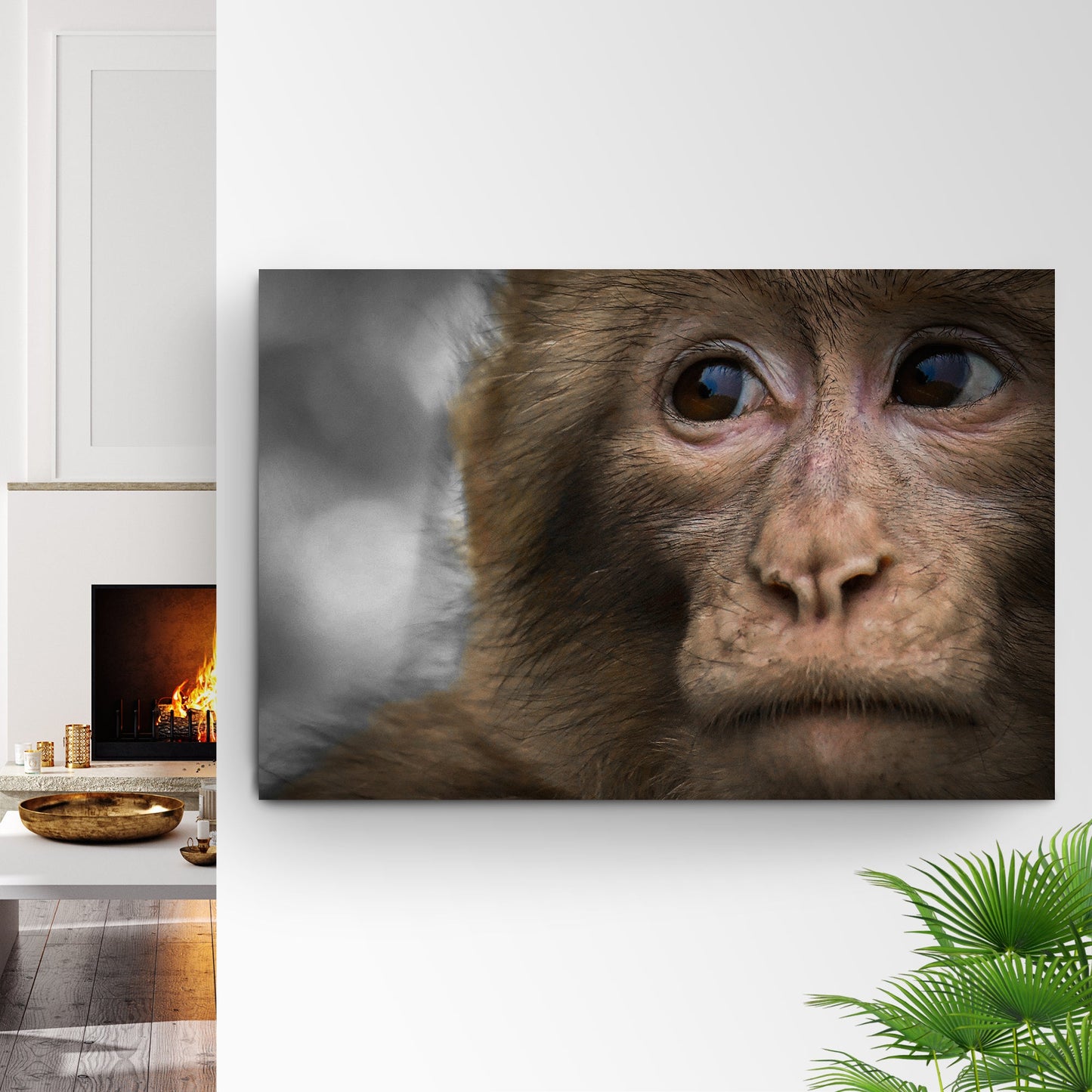 Monkey Portrait Canvas Wall Art with Character