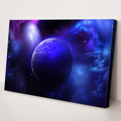 Galactic Beauty  Blue Space Canvas Wall Art