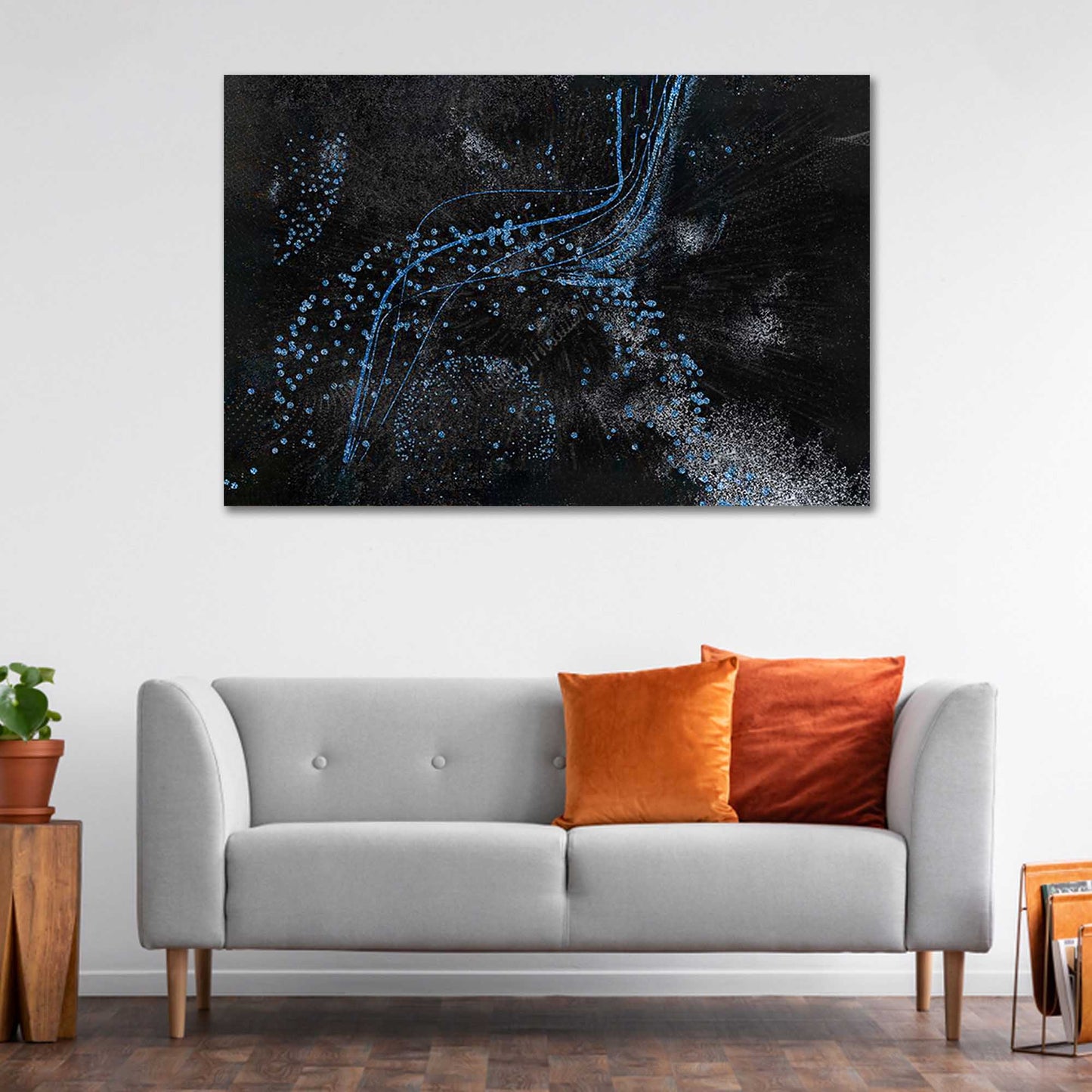 Serene Dandelion in Black Canvas