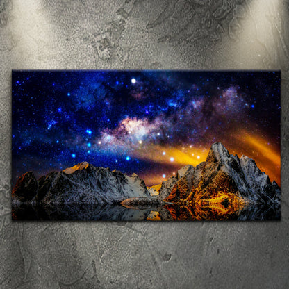 Alpine Nightfall  Blue and Orange Night Sky Canvas Wall Art