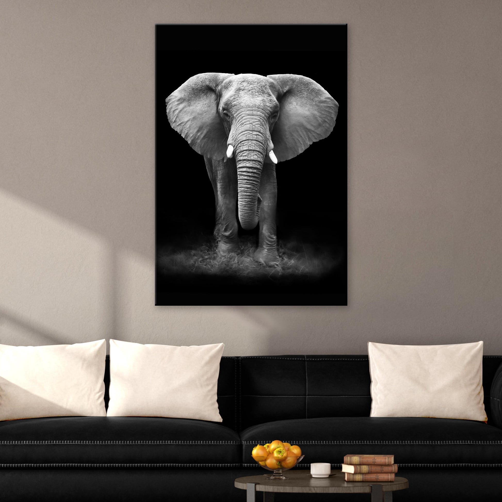 Elephant's Monochrome Majesty Canvas Wall Art