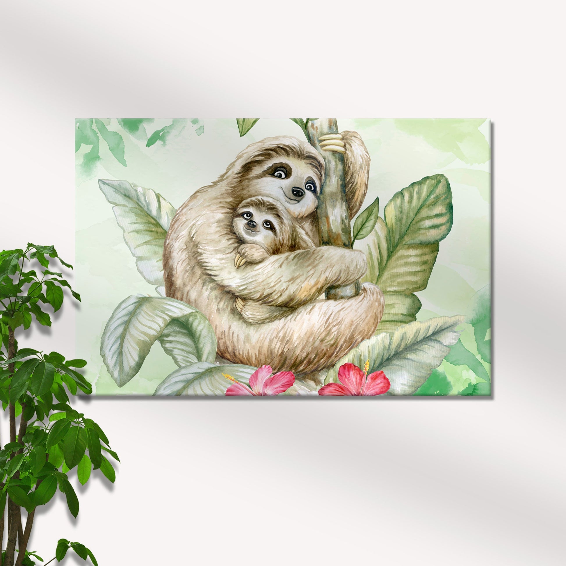 Smiling Sloth  Canvas Wall Art with Tranquil Charm