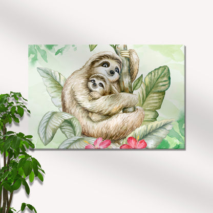 Smiling Sloth  Canvas Wall Art with Tranquil Charm
