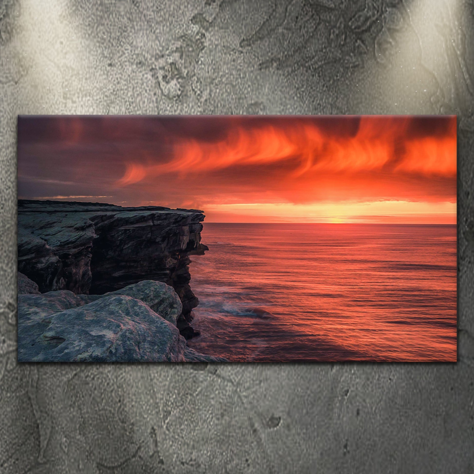 Twilight Majesty Cliff Coast and Dark Sky Canvas Wall Art